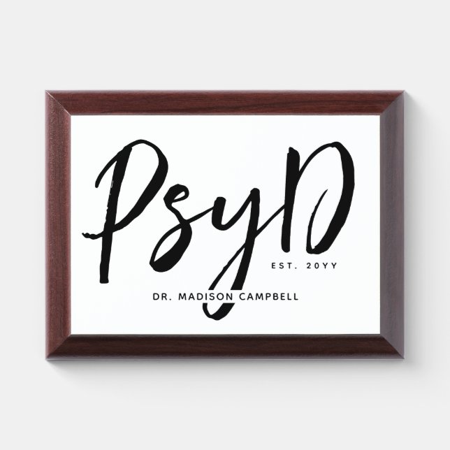 Personalized Elegant PsyD Doctor of Psychology Award Plaque (Horizontal)