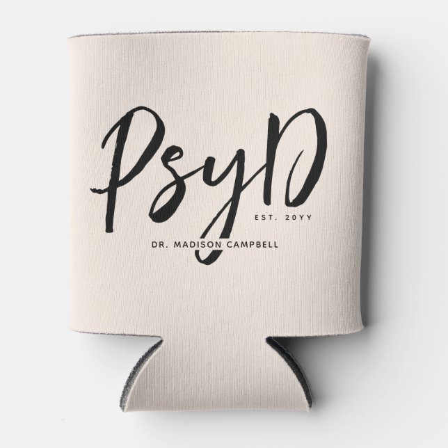 Personalized Elegant PsyD Doctor of Psychology Can Cooler (Front)