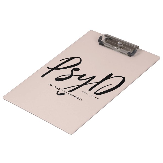 Personalized Elegant PsyD Doctor of Psychology Clipboard (Angled)