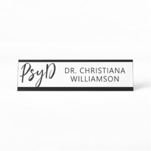 Personalized Elegant PsyD Doctor of Psychology Desk Name Plate