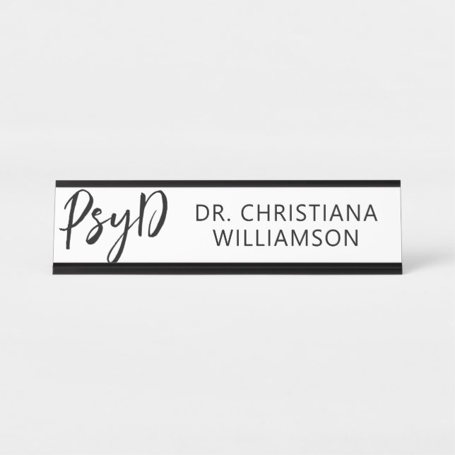 Personalized Elegant PsyD Doctor of Psychology Desk Name Plate (Front)