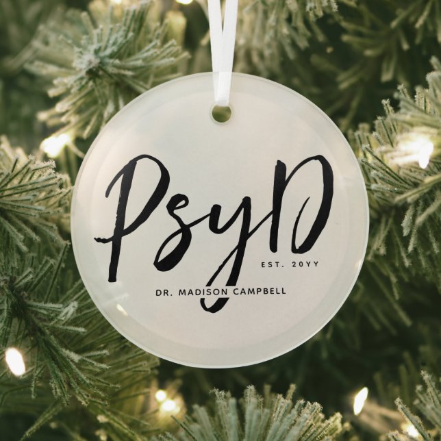 Personalized Elegant PsyD Doctor of Psychology Glass Ornament (Insitu)