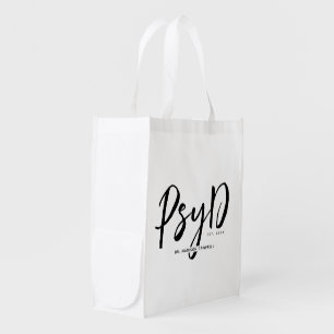 Personalized Elegant PsyD Doctor of Psychology Grocery Bag