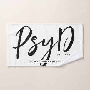 Personalized Elegant PsyD Doctor of Psychology Hand Towel
