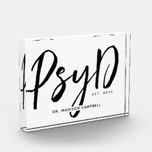 Personalized Elegant PsyD Doctor of Psychology Photo Block