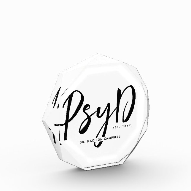 Personalized Elegant PsyD Doctor of Psychology Photo Block (Left)