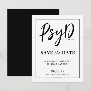 Personalized Elegant PsyD Doctor of Psychology Save The Date