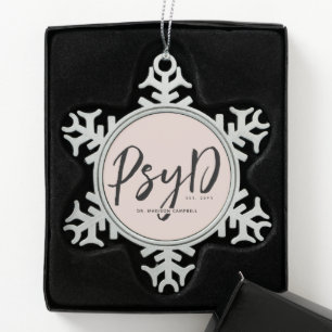 Personalized Elegant PsyD Doctor of Psychology Snowflake Pewter Christmas Ornament