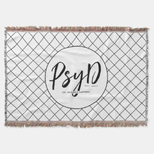 Personalized Elegant PsyD Doctor of Psychology Throw Blanket