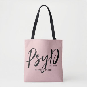 Personalized Elegant PsyD Doctor of Psychology Tote Bag