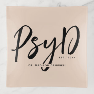Personalized Elegant PsyD Doctor of Psychology Trinket Tray