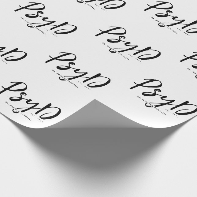 Personalized Elegant PsyD Doctor of Psychology Wrapping Paper (Corner)