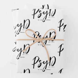 Personalized Elegant PsyD Doctor of Psychology Wrapping Paper Sheets