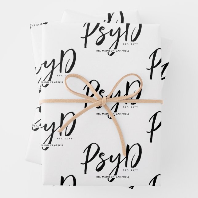 Personalized Elegant PsyD Doctor of Psychology Wrapping Paper Sheets (In situ)