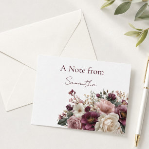 Personalized Elegant Purple Floral Name Note Card