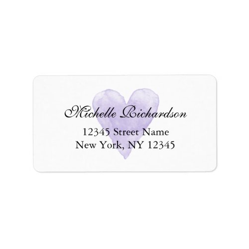 Personalized elegant purple heart address labels