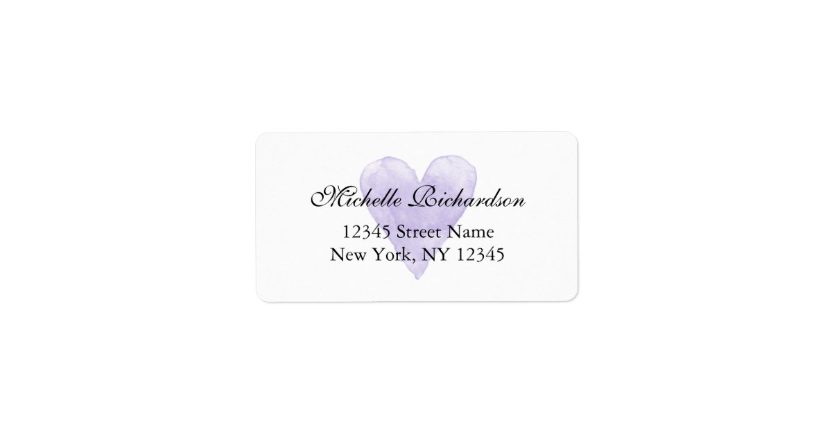 Personalized elegant purple heart address labels Zazzle