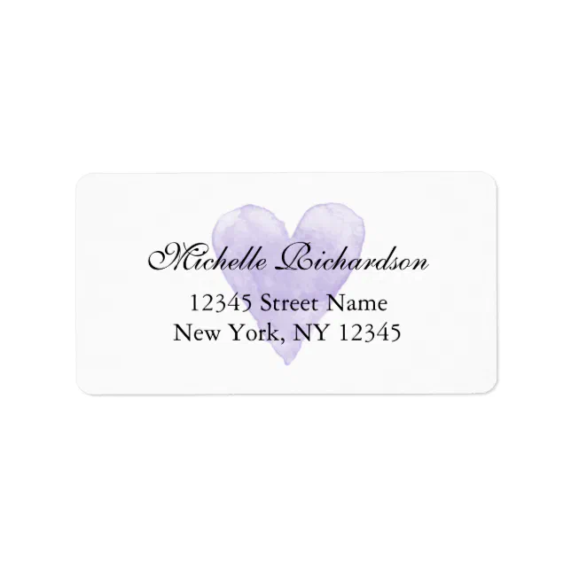 Personalized elegant purple heart address labels Zazzle