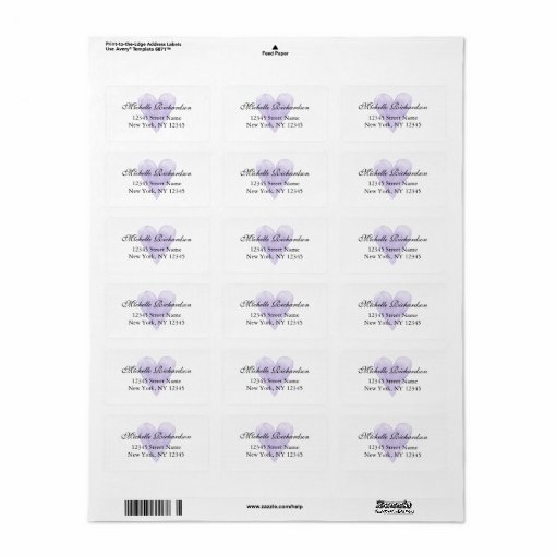 Personalized elegant purple heart address labels Zazzle
