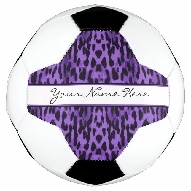 Personalized Elegant Purple Leopard Print Soccer Ball (Front)