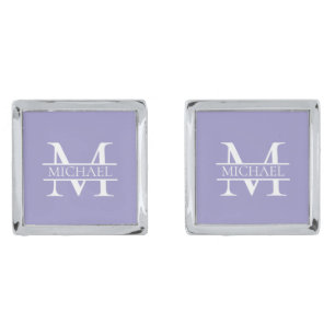 Personalized Elegant Purple Monogram and Name Cufflinks
