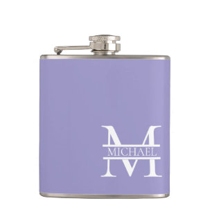 Personalized Elegant Purple Monogram and Name Flask