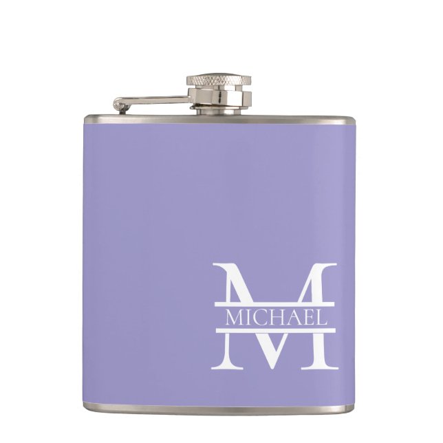 Personalized Elegant Purple Monogram and Name Flask (Front)