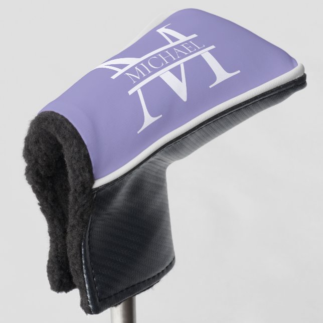 Personalized Elegant Purple Monogram and Name Golf Head Cover (3/4 Front)