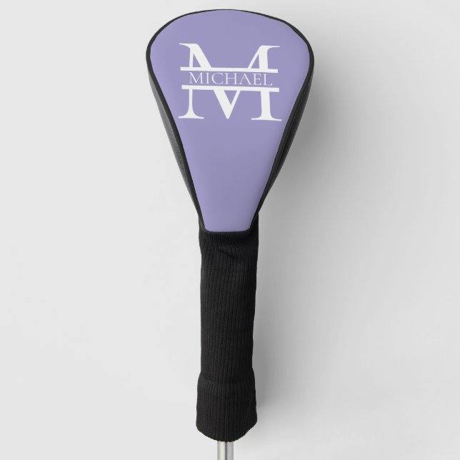 Personalized Elegant Purple Monogram and Name Golf Head Cover (Front)