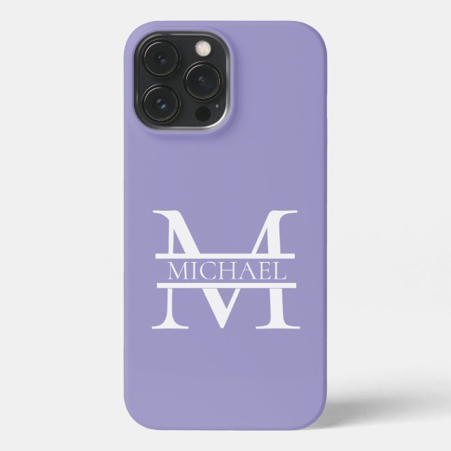 Personalized Elegant Purple Monogram and Name iPhone Case (Back)