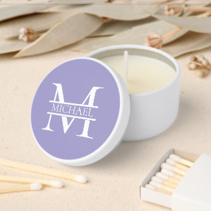 Personalized Elegant Purple Monogram and Name Mini Candle Favors
