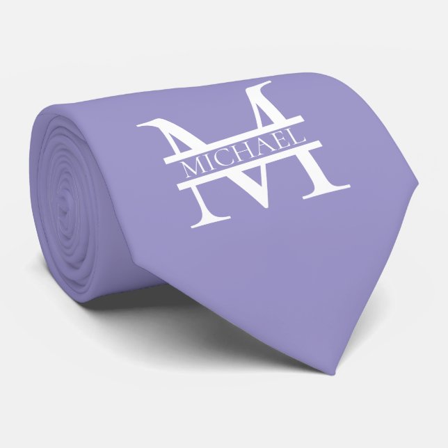 Personalized Elegant Purple Monogram and Name Neck Tie (Rolled)