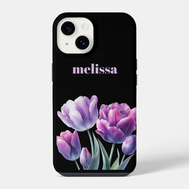 Personalized Elegant purple Monogram Iphone Case (Back)
