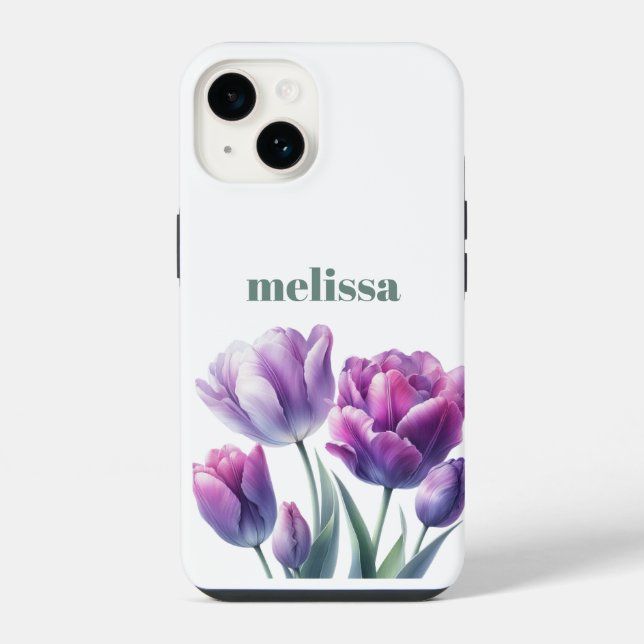 Personalized Elegant purple Monogram Iphone Case (Back)