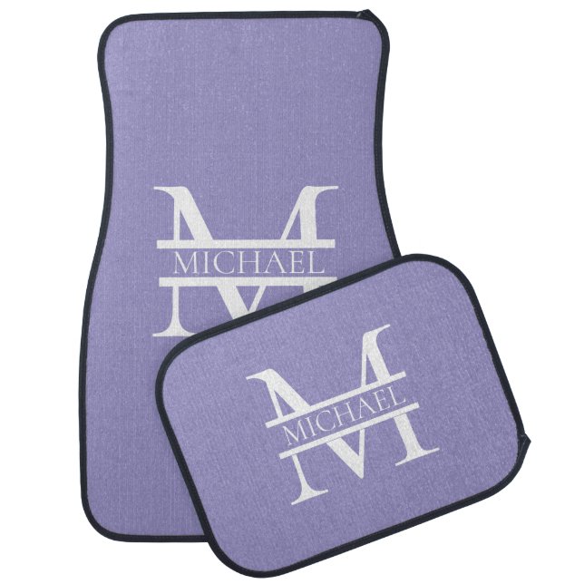 Personalized Elegant Purple Monogram & Name Car Floor Mat (Set)