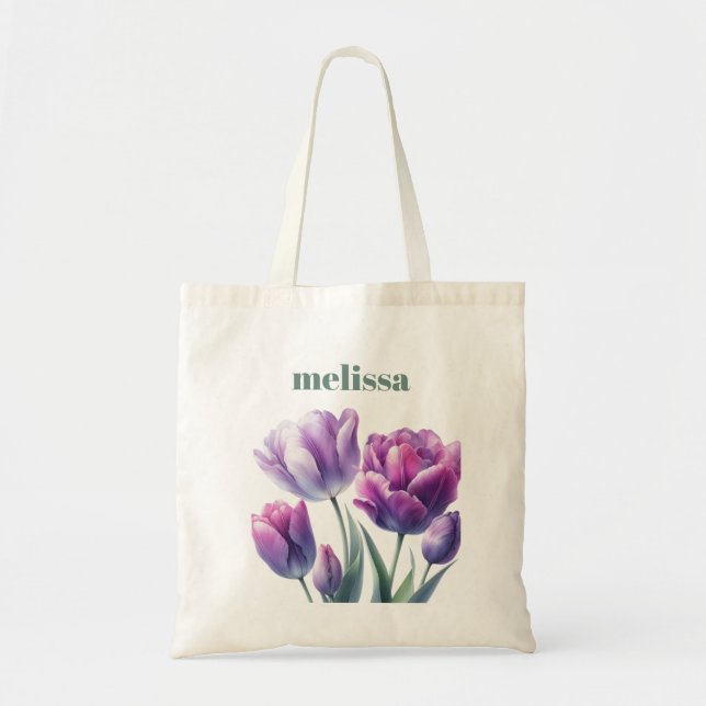 Personalized Elegant purple Monogram Tote Bag (Front)
