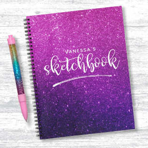 Personalized Elegant Purple Pink Sketchbook Notebook