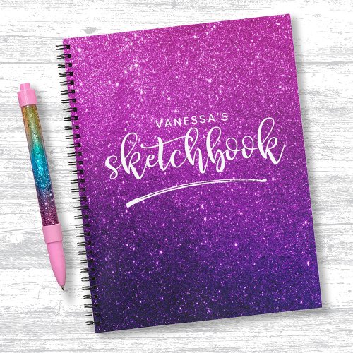 Personalized Elegant Purple Pink Sketchbook Notebook