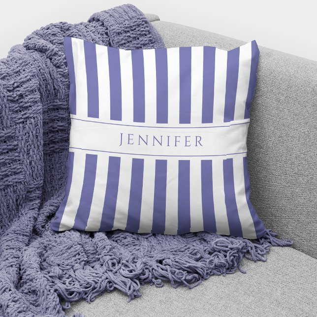 Personalized Elegant Purple Stripes Pattern Throw Pillow (Creator Uploaded)