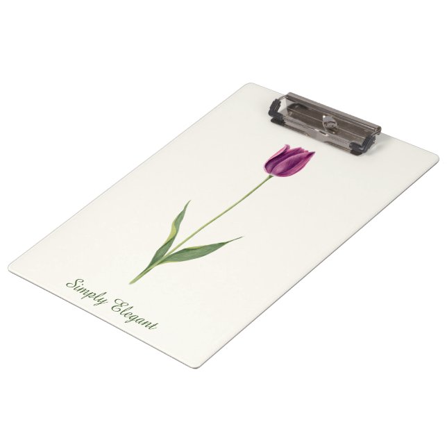 Personalized Elegant Purple Tulip Clipboard (Angled)