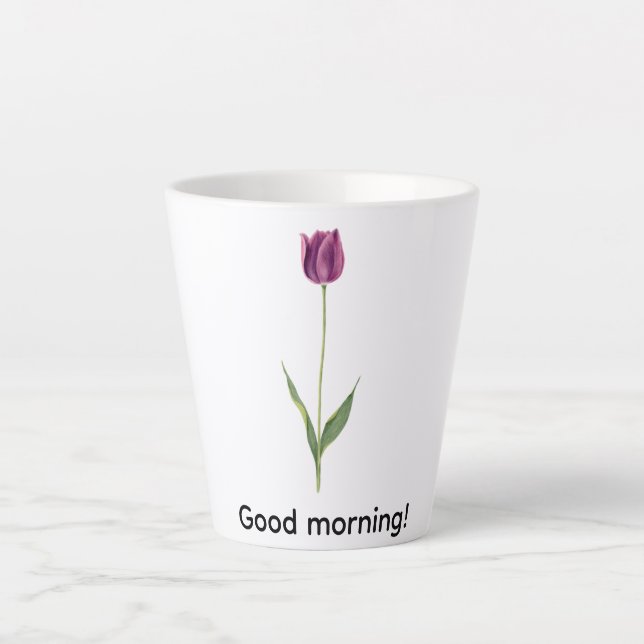 Personalized Elegant Purple Tulip Latte Mug (Front)