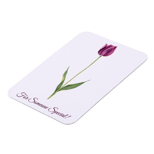 Personalized Elegant Purple Tulip Magnet (Left Side)