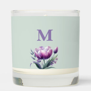 Personalized Elegant purple Tulip Monogram Scented Candle