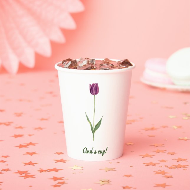 Personalized Elegant Purple Tulip Paper Cups (Insitu)