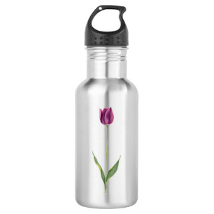 Personalized Elegant Purple Tulip Stainless Steel Water Bottle