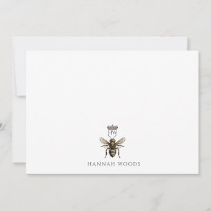 Personalized Elegant Queen Bee Crown Logo Note Card