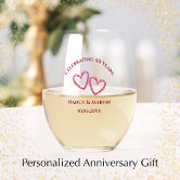 40th Ruby Wedding Anniversary Line Art Couple Wine Glass | Zazzle