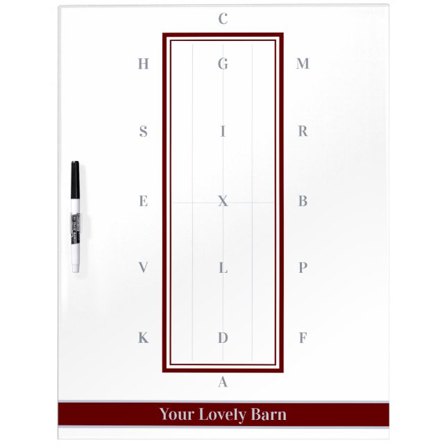 Personalized Elegant Red and Silver Dressage Arena Dry Erase Board (Front)
