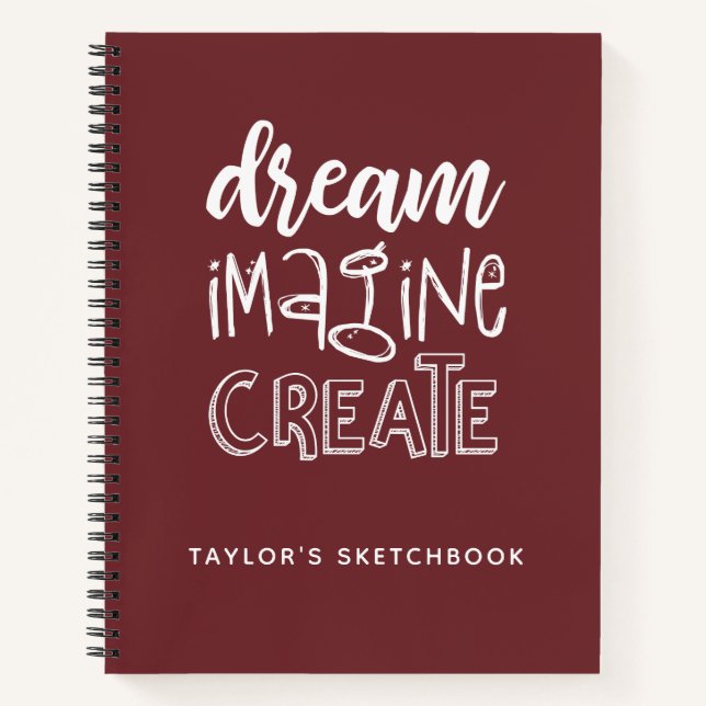 Personalized Elegant Red Artist Sketchbook Notebook (Front)