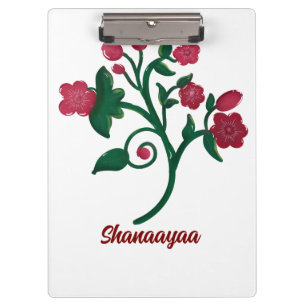 Personalized Elegant Red Floral Botanical Branch Clipboard